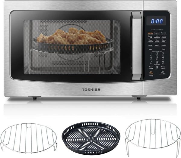 4-In-1 Microwave Oven with Air Fryer Combo, 1.5 Cu.Ft, 1000W | Smart Sensor, Convection, Mute Function, Position Memory Turntable, Countertop Use, Silver1