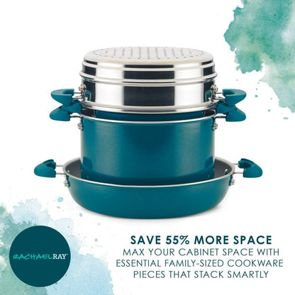 8-Piece Aluminum Cookware Set, Teal Shimmer5