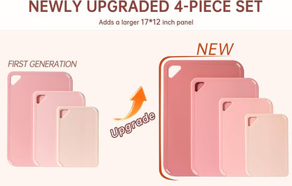 Plastic Cutting Board, Extra Large Pink Cutting Board for Kitchen | Upgrade Cutting Board Set of 4, Dishwasher Safe, Non-Slip with Juice Groove,Large -Small Chopping Board for Cooking, Bpa Free2