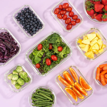 24Pc Borosilicate Glass Storage Containers with Lids | 12 Airtight/Freezer Safe Food Storage Containers for Pantry and Kitchen | Meal Prep Container for Lunch | Glass Tupperware Set8