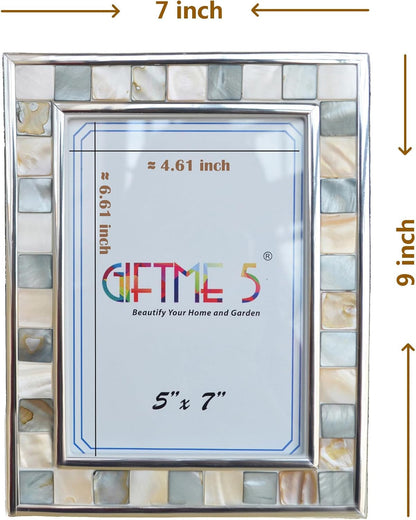 Mother of Pearl Picture Frame 5X7, Grey+White, 1Pc8