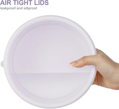 BPA Free Plastic round Mixing Bowl with Lids, 12 Pack Nesting Bowls with Lids Set, Microwave and Dishwasher Safe Prep & Serving Bowls Great for Mixing, Baking, Serving (Pinkish Green, 12Pcs)7