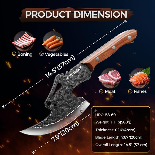 Viking Cleaver Knife for Birthday 7.9" Hand Forged Meat Cleaver5