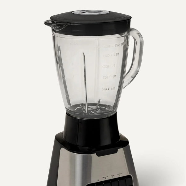 Powerful 700W Countertop Blender with 6-Cup (50 Fl. Oz) Glass Jar, 6 Pre-Programmed Functions, Ice Crush, Stainless Steel Blades, Black & Silver3