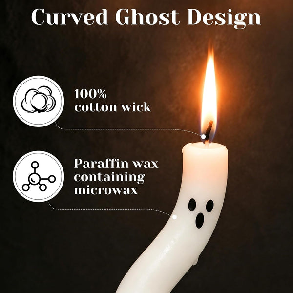 Halloween Decorations Indoor-3Pcs Twisting Ghost Candles Decor with Candle Holders,Ribbons,Vintage Candlestick Holders Decoration,Halloween Centerpieces for Party Table Fireplace Decorations5