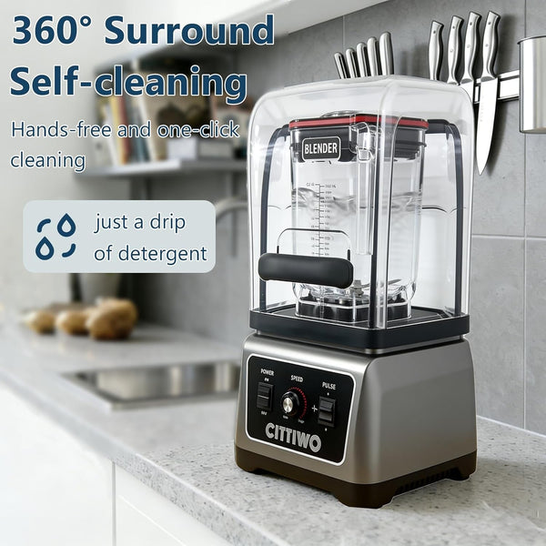 Cittiwo Commercial Blender with 64Oz Jar, Self-Cleaning Smoothie Blender | Countertop Blender for Smoothie, Frozen Drinks, Ice Crushing, Adjustable Speed Blending, Pulse Control, Low Noise5