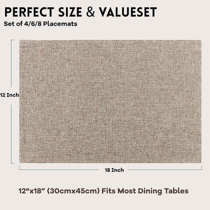 Burlap Cloth Linen Placemats Set of 4 Heat Resistant for Kitchen 12X18 Inch3