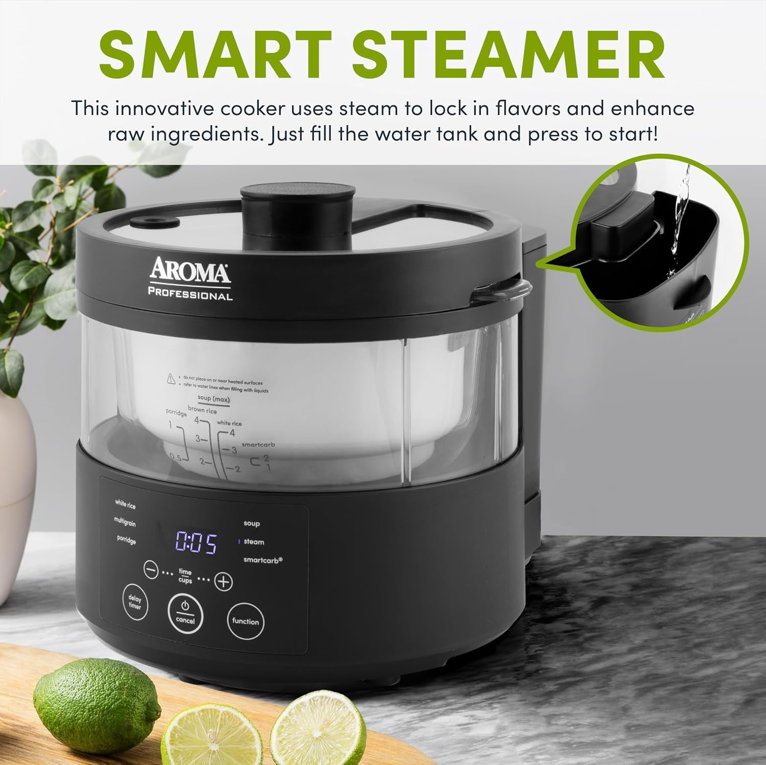 housewares-professional-8-cup-cooked-smartcarb-multicooker-and-flavor-lock-food-steamer-for-low-carb-rice-and-grains-glass-inner-pot-black-amc-800-transparent-glass-4-cup-uncooked-rice