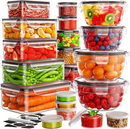 40 PCS Food Storage Containers with Lids Airtight (20 Lids &20 Containers) - Leakproof Meal-Prep Containers for Kitchen Storage Reusable Plastic Microwave/Dishwasher Safe with Labels & Pen1