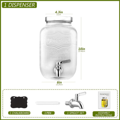 1 Gallon Drink Dispenser with Spigot 18/8 Stainless Steel – Airtight & Leakproof Glass Sun Tea Jar with Anti-Rust Lids, Beverage Dispenser for Parties - Laundry Detergent Holder5