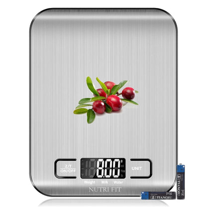 Food Scale Kitchen Scales Digital Weight Grams Oz for Weight Loss | Stainless Steel Panel, 1G Increment, Max 11Lbs, Backlit Screen, Smart Tare, Easy to Use for Baking Cooking, 2 AAA Batteries1