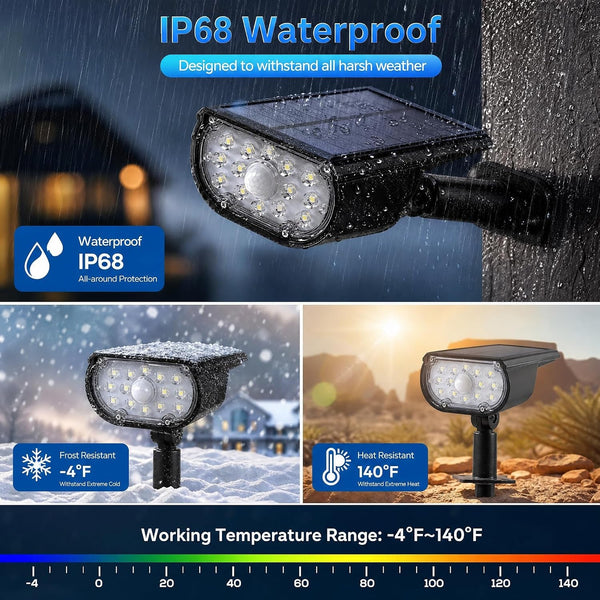 Solar Lights Outdoor, Christmas Lights Outdoor,4 Pack Cool White Landscape Spotlights with 3 Lighting Modes, Waterproof Solar Powered Pathway Lights Outside2