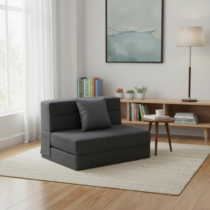 Fold Sofa Bed Couch Twin Size with Pillow Memory Foam Convertible Sleeper Chair Bed Futon Lazy for Living Room/Home Office/Guest Beds/Apartment/Upstairs Loft, Dark Gray2