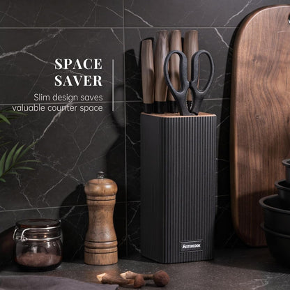 Knife Set, 6-Piece Kitchen Knife Set with Block, High Carbon Stainless Steel Ultra Sharp Kitchen Knives, Wood Grain Handle, Dishwasher Safe Knife Block Set, Black, Kitchen Utility Knives3