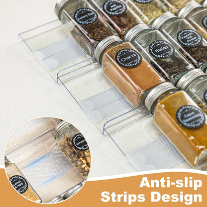8-Pack Spice Drawer Organizer, Expandable Acrylic Seasoning Rack (13" to 26") with Anti-Slip Mat, Kitchen Spice Rack Holds up to 56 Jars (Jars Not Included)7