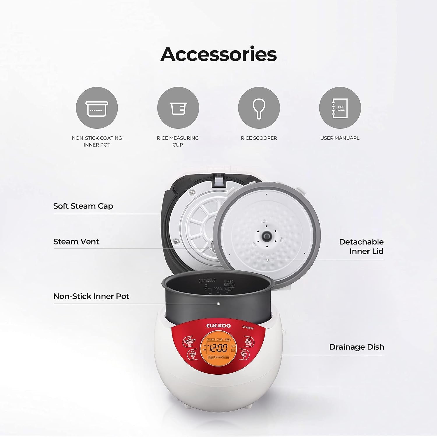 cuckoo-micom-fuzzy-logic-rice-cooker-6-cup-cooked-red-cr-0351fr-small-3-cup-uncooked-capacity-nonstick-inner-pot-5-menus-22-32-minute-turbo-rice-13-hour-preset-timer-made-in-korea