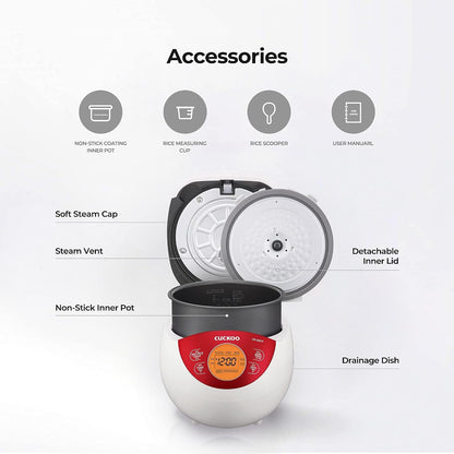 CUCKOO Micom Fuzzy Logic Rice Cooker, 6-Cup Cooked, Red, CR-0351FR | Small 3-Cup Uncooked Capacity, Nonstick Inner Pot, 5 Menus, 22-32 Minute Turbo Rice, 13-Hour Preset Timer, Made in Korea9
