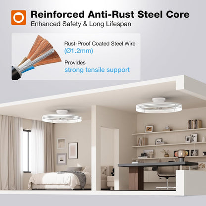 24" Low Profile Fandelier Ceiling Fans with Lights and Remote, White3