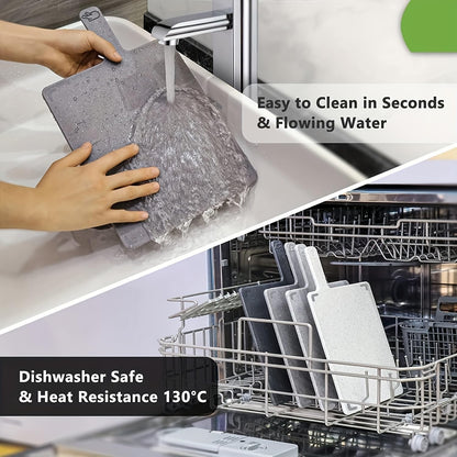4 Pack Gray Cutting Board Set with Holder for Kitchen Prep | Dishwasher Safe Cutting Board4