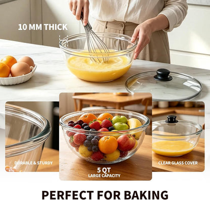 5QT Large Glass Mixing Bowl with Lid, Glass Bowl for Sourdough Bread Making4