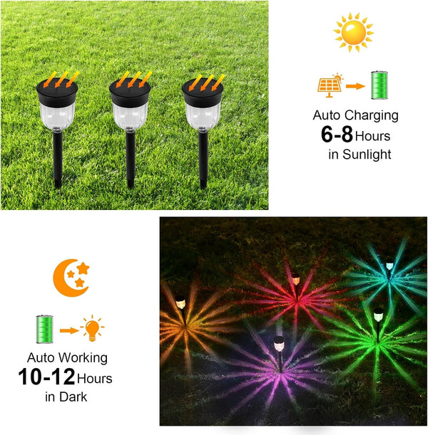 Solar Outdoor Path Lights, Color Changing Waterproof IP65 Auto On/Off Solar Landscape Pathway LED Lights for Back Yard and Walkway Decorative3