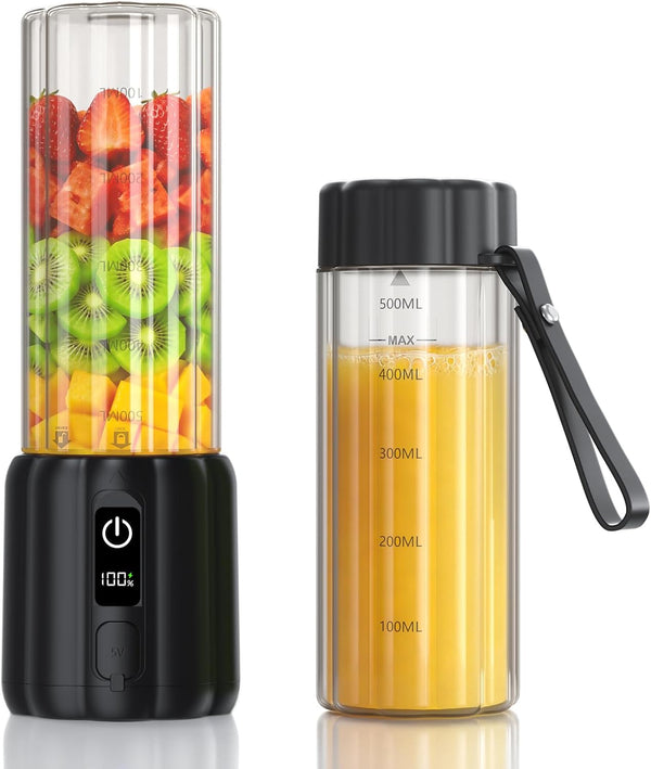 Portable Blender, Small Smoothie Blender with LED Display, Black | USB C Charge, 8 Blades 22000 RPM Motor, Rechargeable 17Oz Personal Blender, Travel Lid, Mini Mixer for Protein, Home, Office1