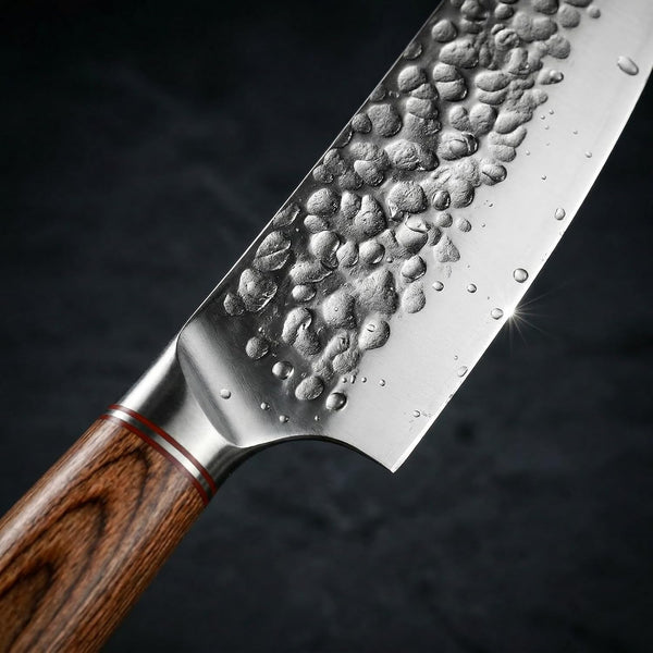 Forged High Carbon Steel Knife Set for Chefs & Grill Masters | Meat Cutting & Outdoor Cooking for Culinary Students, Butcher Cleaver, Honing Rod, Travel Knife Roll, Hand-Hammered Blades2