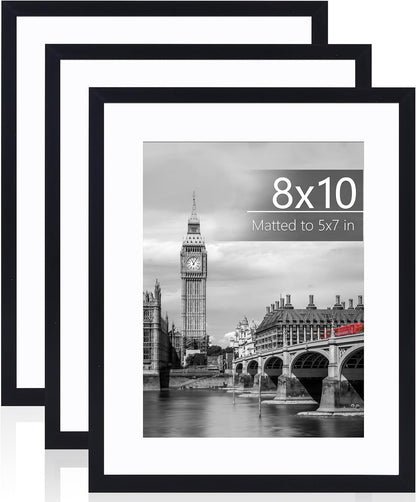 8X10 Picture Frame Set of 3 with Plastic Cover, PVC, Black1