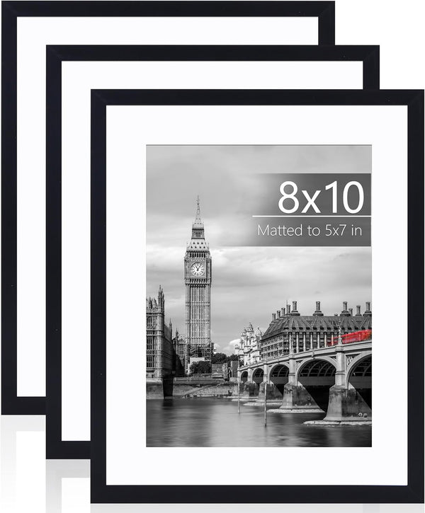 8X10 Picture Frame Set of 3 with Plastic Cover, PVC, Black1