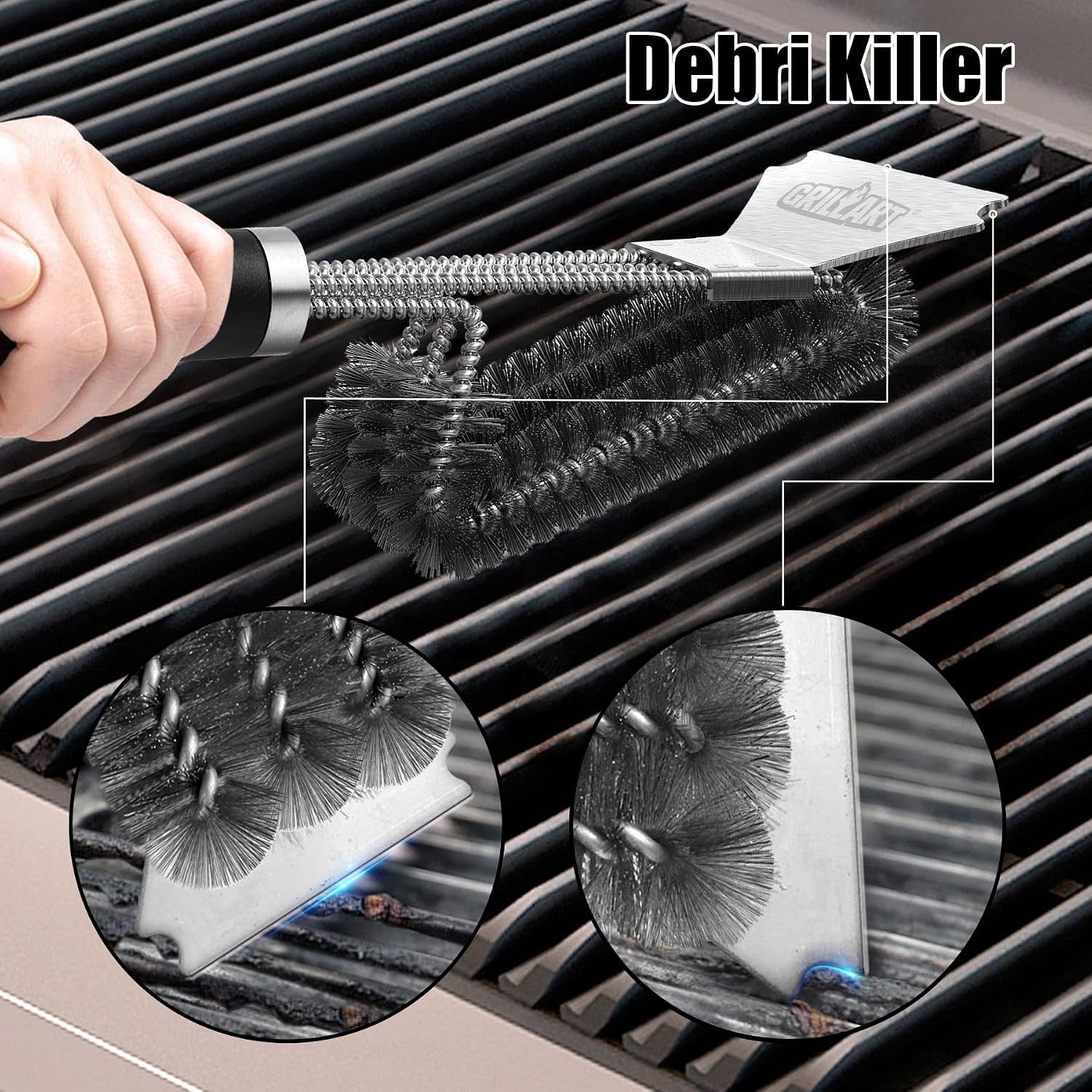 grill-brush-and-scraper-bbq-brush-for-grill-safe-18-stainless-steel-woven-wire-3-in-1-bristles-grill-cleaning-brush-br-4516