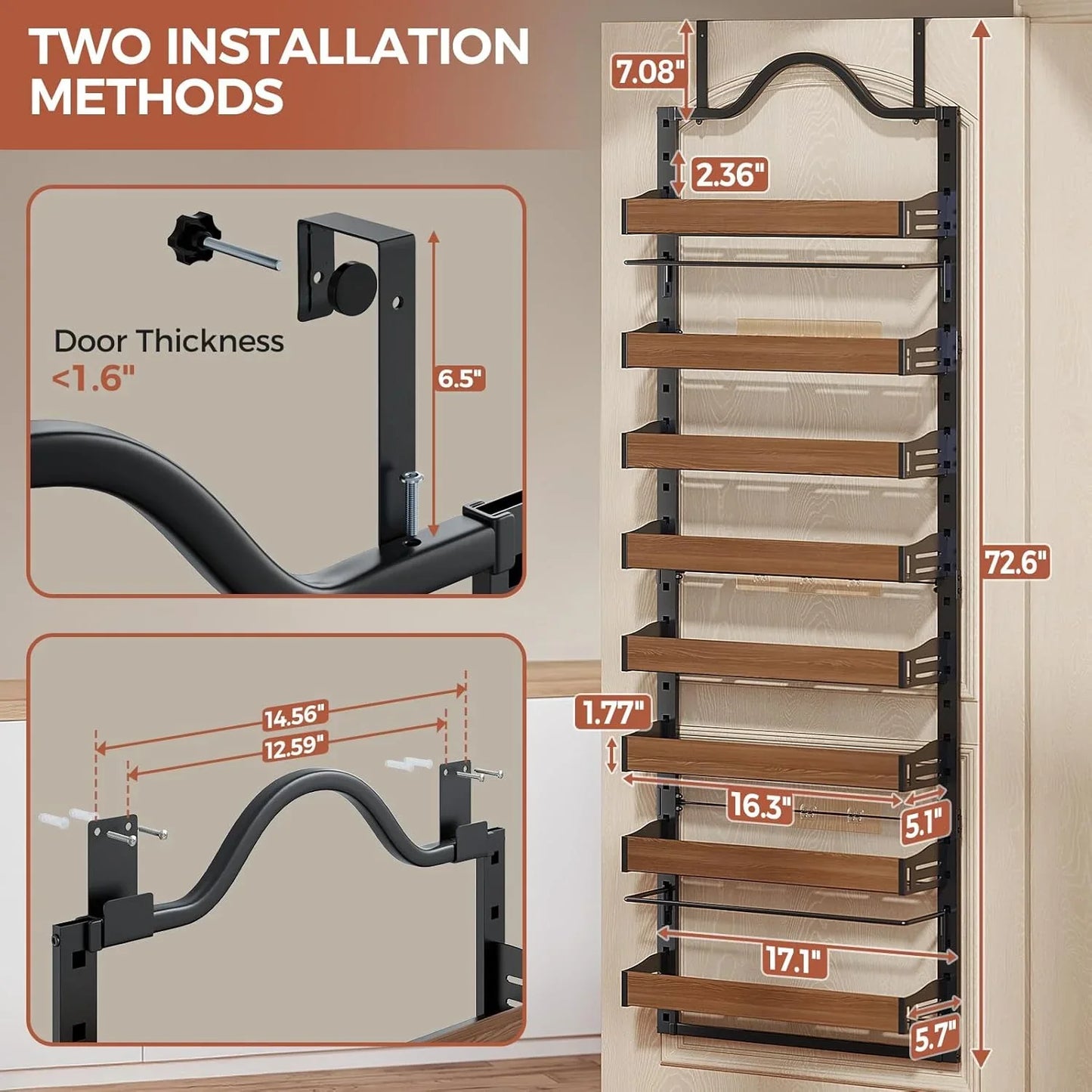 8-Tier Over the Door Pantry Spice Rack