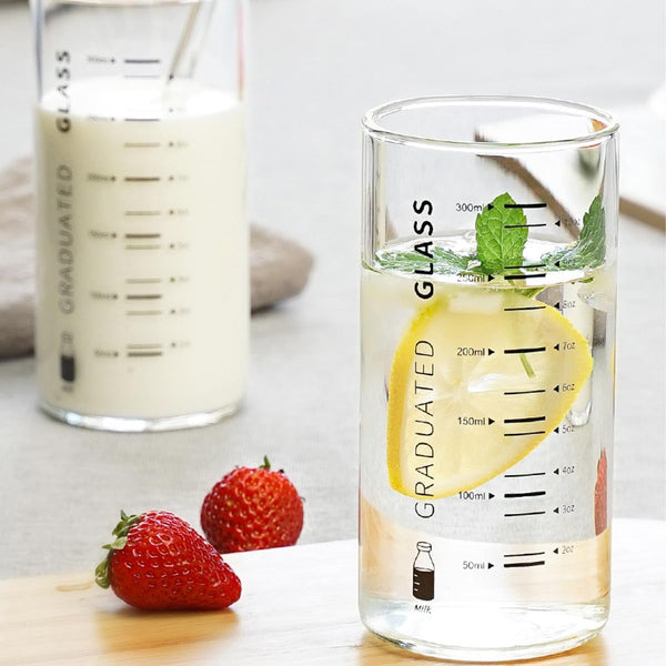 Cup with Measurements for Drinking,10 OZ Drinking Glass with Measurements for Milk,Juice,Milkshake, Vegetable, Coffee, Ice Cream,For Elderly, Beginners, Weight Loss2