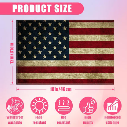 National Flag Placemats Set of 6,12X18 Inch 4Th of July Linen Place Mat Washable Stain Resistant Table Mats for Patriotic Theme Seasonal Farmhouse Kitchen Party Home Decor2