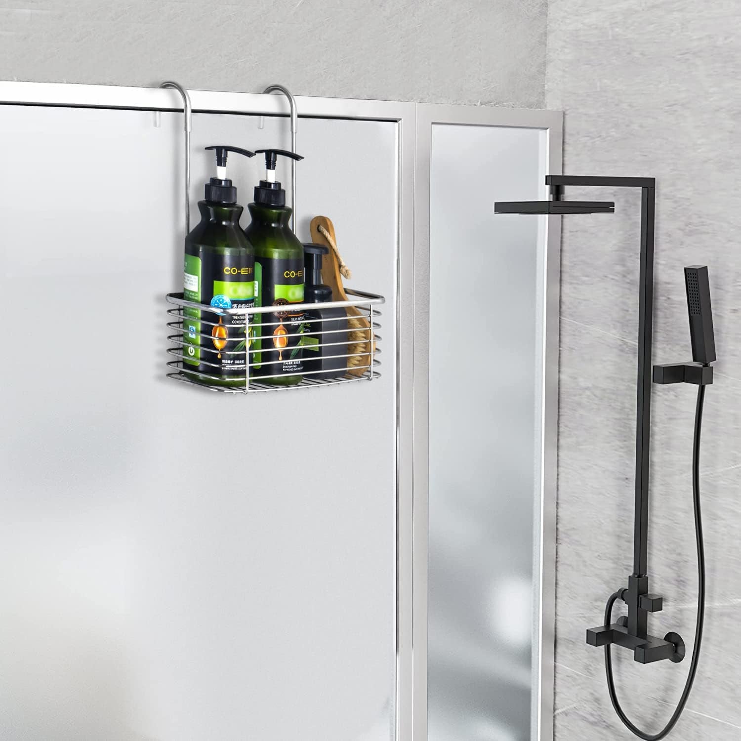 hanging-shower-rack-bathroom-storage-rack-shampoo-bracket-the-back-hook-can-be-rotated-and-can-be-hung-on-the-faucet-or-claw-foot-bathtubcross-bar-304-stainless-steel-rust-proof-and-durable