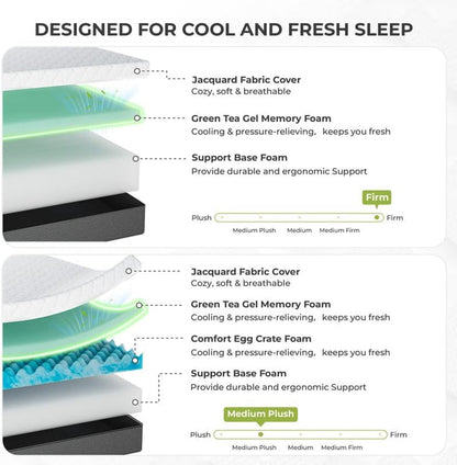12 Inch King Mattress, Memory Foam Mattress in a Box Medium Plush2