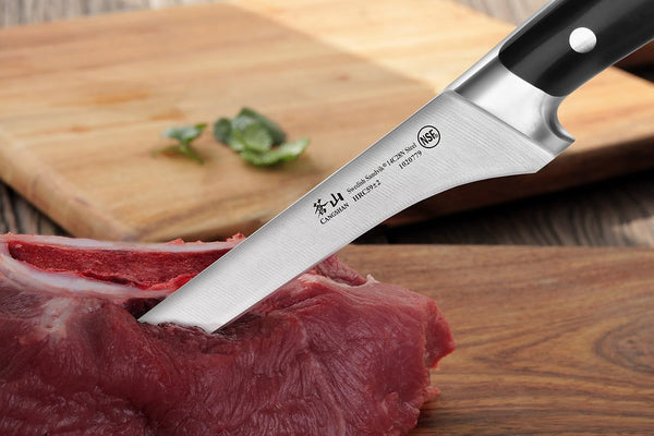 TS Series 1020786 Swedish 14C28N Steel Forged 6-Inch Boning Knife and Wood Sheath Set6