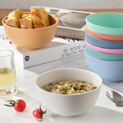 8PCS Cereal Bowl, Ohola Unbreakable Wheat Straw Cereal Bowls, Microwave & Dishwasher Safe Kitchen Bowls for Cereal, Snack, Soup, Salad and Rice, Multicolors, BPA Free, 26Oz (Ser of 8)9
