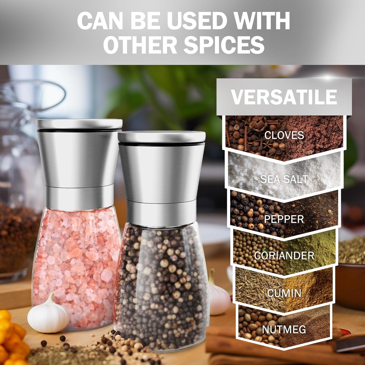original-stainless-steel-salt-or-pepper-grinder-1pk-adjustable-ceramic-sea-salt-grinder-or-pepper-mill-tall-glass-spice-shaker-spice-mill-w-ebook