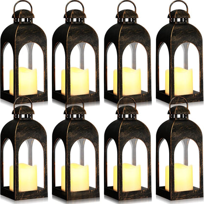 8 Pcs 10 Inch LED Candle Lantern Indoor Outdoor, Dark Bronze1