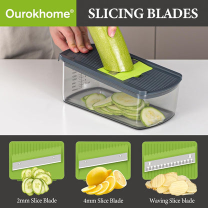 Mandolin Slicer for Kitchen Food, Hand Safe Vegetable Shredder with 6 Mandoline Blades, Veggie Waffle Cutter for Potato, Carrot, Zucchini, Onion, Essential Kitchen Gadgets (6 in 1, Gray)2