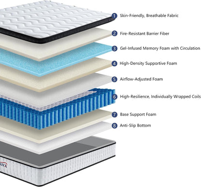 12 Inch Queen New Hybrid Mattress, Memory Foam, Medium Firm | Memory Foam Cushions Pressure Points with Supportive Pocket Coils2