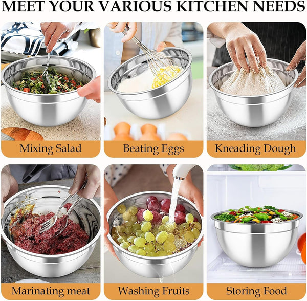 Mixing Bowls, Stainless Steel Nesting Salad Bowls Set7