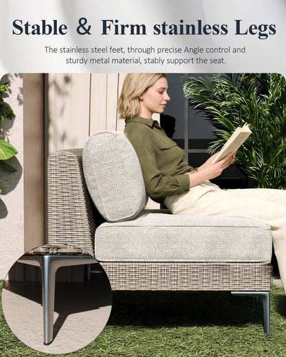 12-Piece Wicker Rattan Patio Furniture Set, Deep Seating Outdoor Modular Sectional Sofa Conversation Set with Thick Cushions for Lawn, Garden6