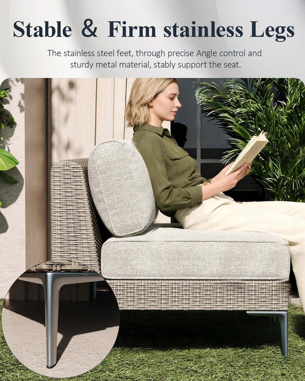 12-Piece Wicker Rattan Patio Furniture Set, Deep Seating Outdoor Modular Sectional Sofa Conversation Set with Thick Cushions for Lawn, Garden6