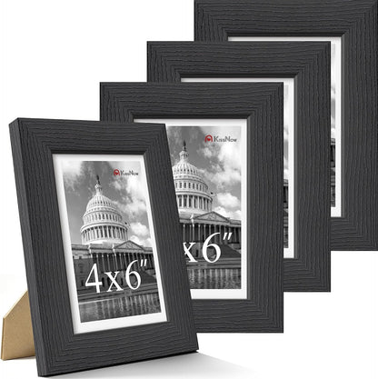 4X6 Picture Frame 4 Pack, Black Solid Wood, Wall or Tabletop1