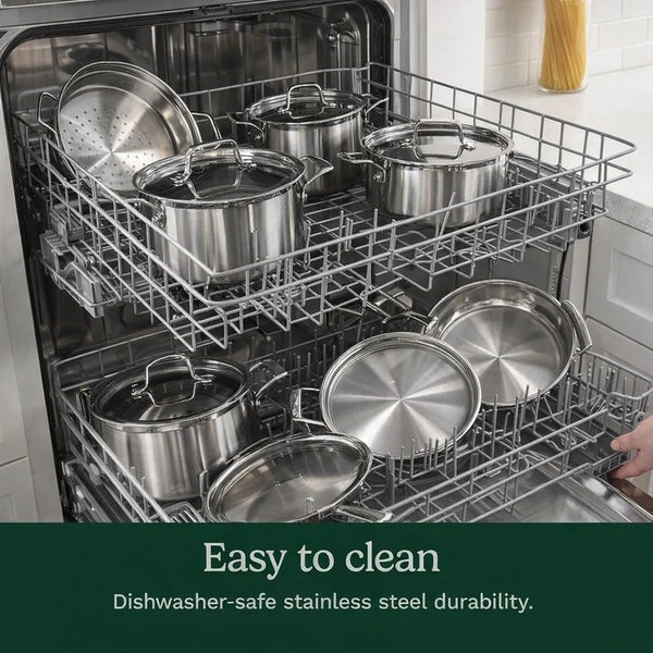 Stainless Steel Pots and Pans Set, Induction Compatible, 12 Pc | 12-Pc  Stainless Steel Cookware Set with Saucepans, Sauté Pan, Stockpot, & Skillets, Oven Safe to 500°F, MCPS-12N2