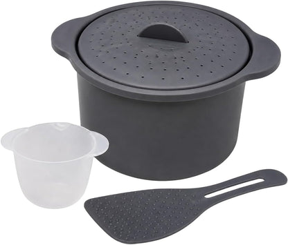 Microwave Rice Cooker and Grain Steamer 2.3L with Paddle and Measuring Cup | 2.3L Microwave Cooker for Rice, Grains and Vegetables with Locking Vented Lid, Paddle and Measuring Cup1