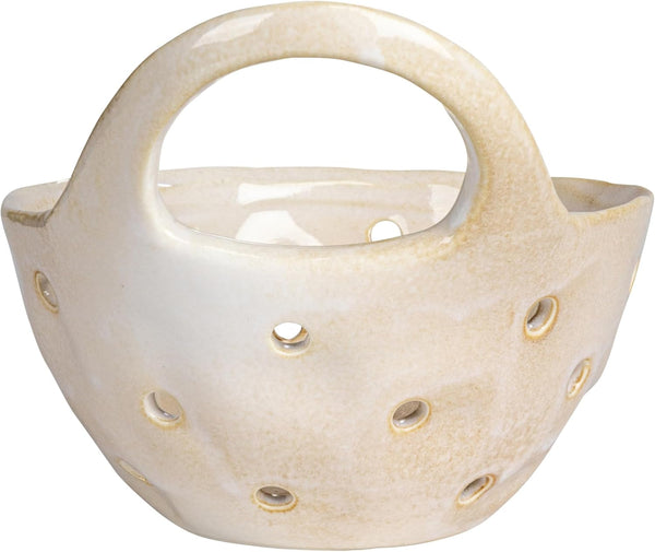 Creative Co-Op 2‑Piece Stoneware Colanders with Handles, Reactive Cream Glaze7