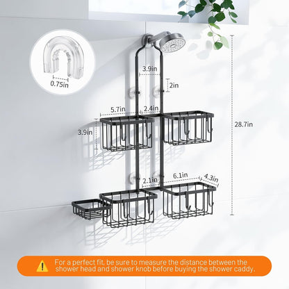Shower Caddy Hanging Overhead, Shower Organizer Hanging, Black2