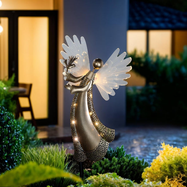 Solar Angel Garden Lights, Outdoor LED Metal Decor with Peace Dove, Waterproof Pathway, Lawn Lighting, Unique Gift for Women, Mom, Friends(Peace Dove)5